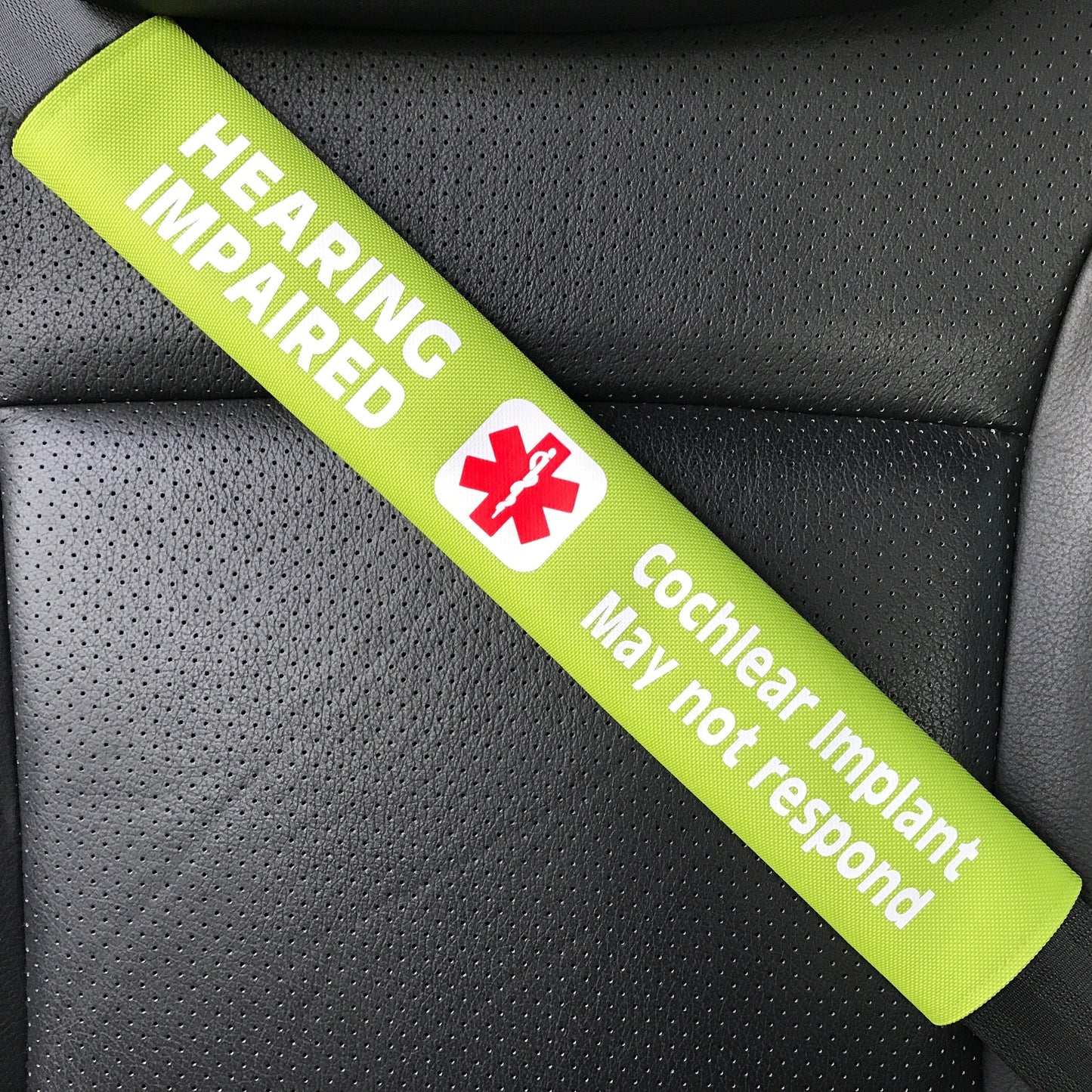 Hearing Impaired Cochlear Implant Medical Alert Seat Belt Cover