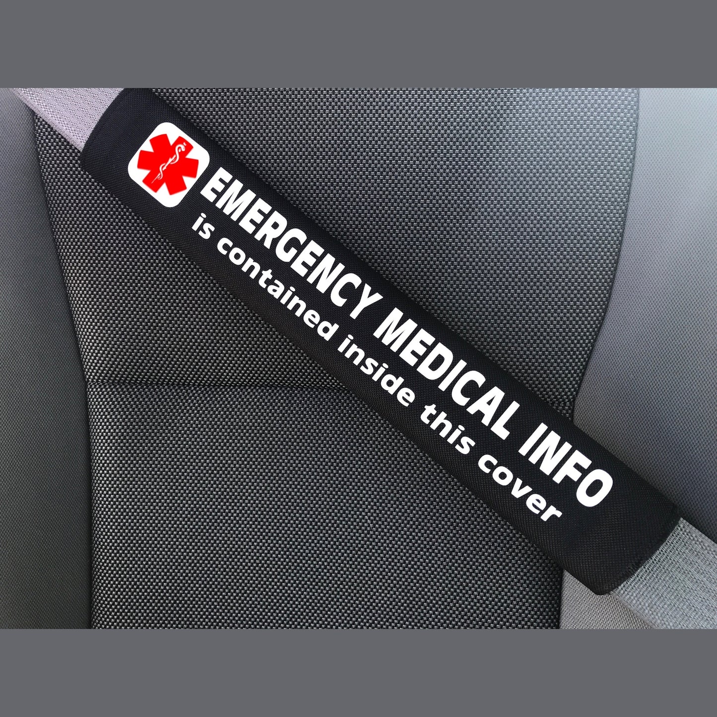 For ANY Medical Condition - Medical Alert Seat Belt Cover - Inside Pocket - Medical Info Sheet