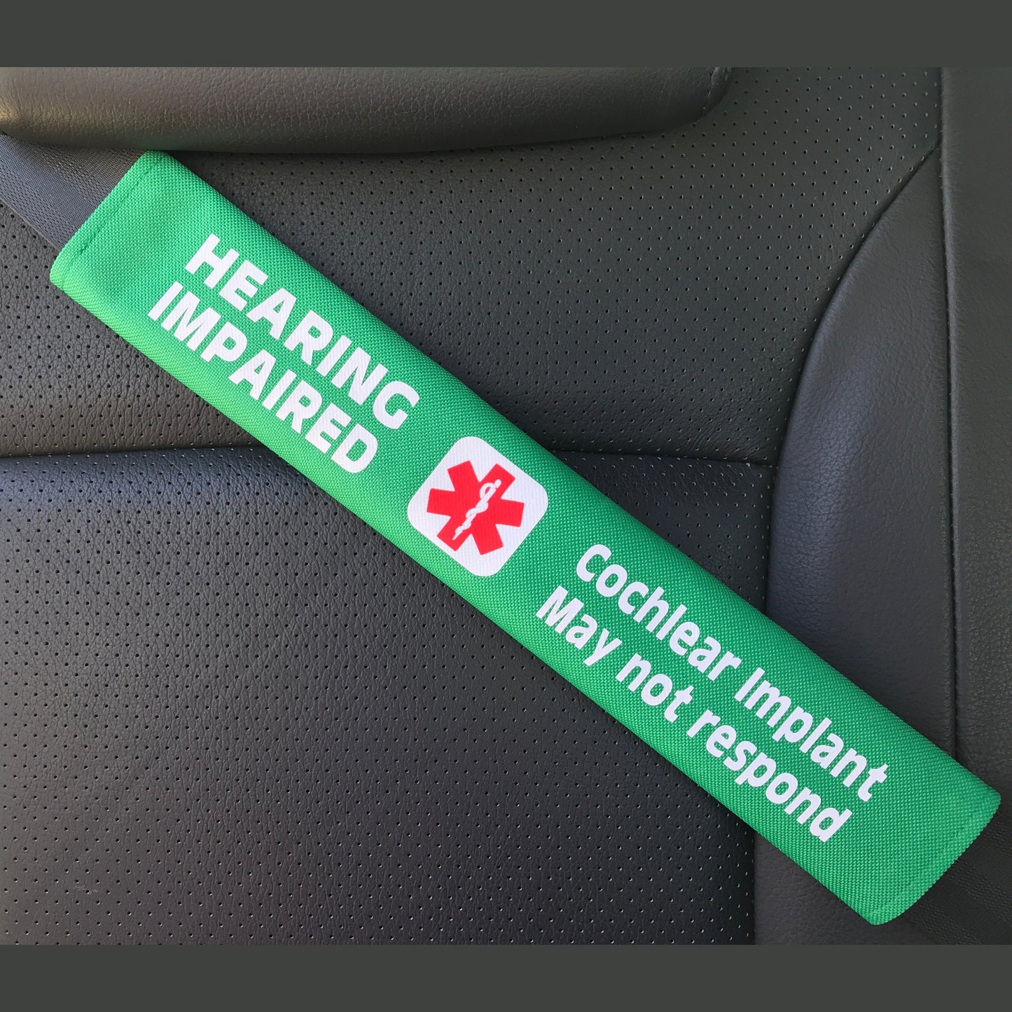 Hearing Impaired Cochlear Implant Medical Alert Seat Belt Cover