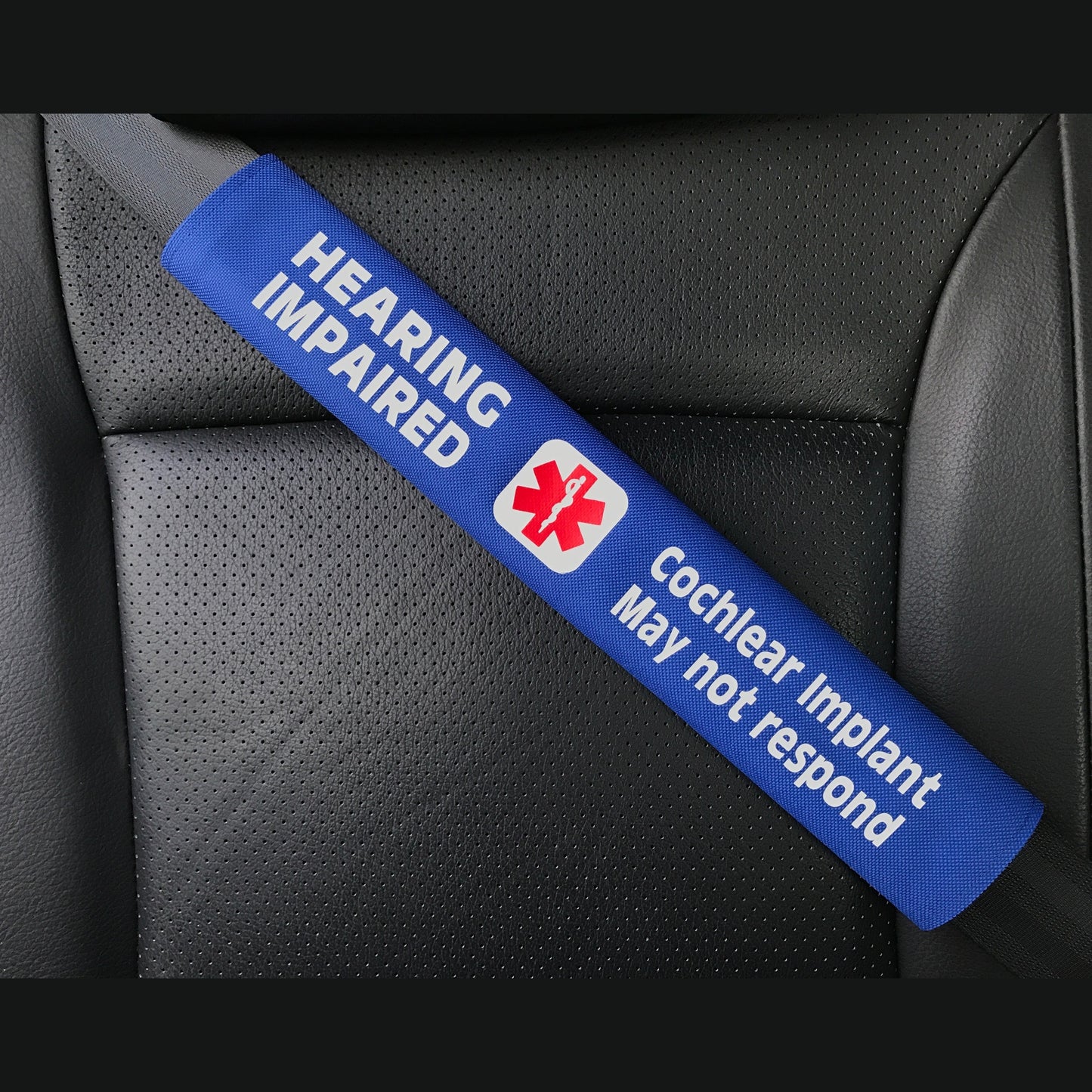 Hearing Impaired Cochlear Implant Medical Alert Seat Belt Cover