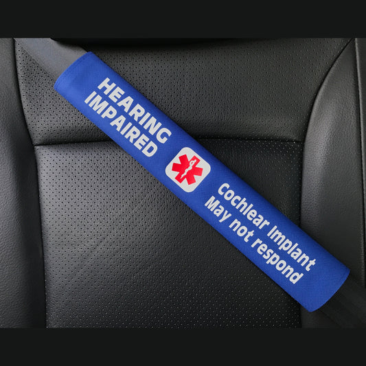 Hearing Impaired Cochlear Implant Medical Alert Seat Belt Cover