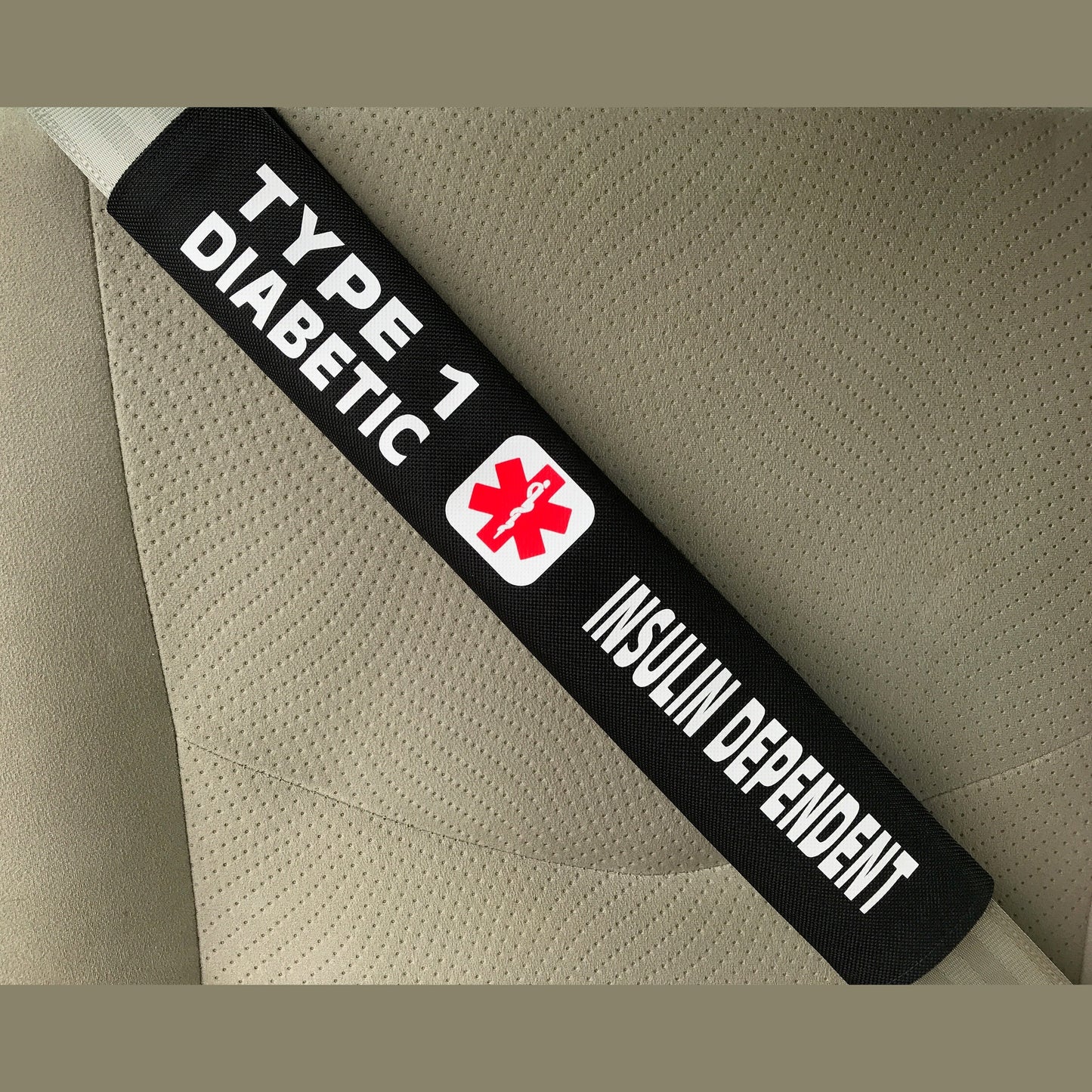 Type 1 Diabetic / Insulin Dependent Medical Alert Seat Belt Cover