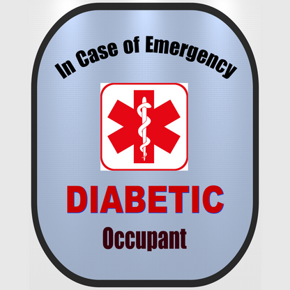 Diabetic Medical Alert Pocket Seat Belt Cover - Window Decal Set
