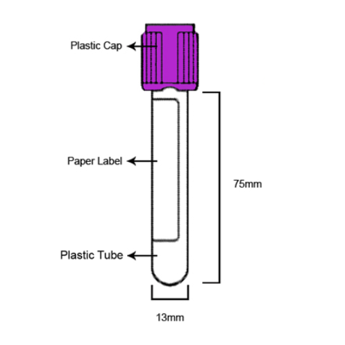 Lavender Top 13x75mm, 4ml, PET (EDTA K2 Tube)