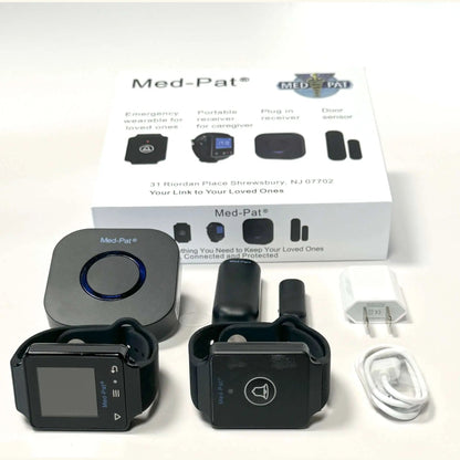 Med-Pat CARE-4 Caregiver Pager System | Wearable Touchscreen Receiver, Waterproof Emergency Button & Door Sensor – 24/7 Safety Kit