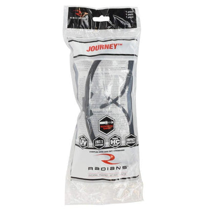 Radians Journey Safety Glasses with Black Frame and Clear Lens