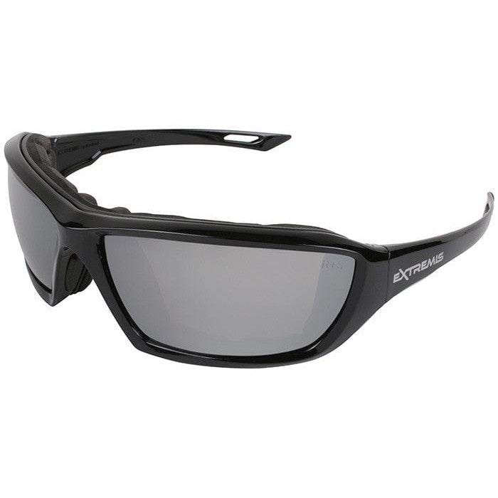 Radians Extremis Safety Glasses Black Frame Silver Mirror Anti-Fog Lens Foam Seal