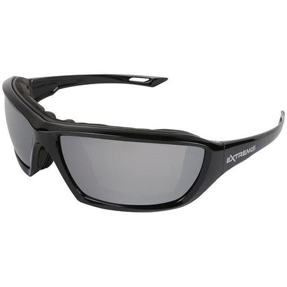 Radians Extremis Safety Glasses Black Frame Silver Mirror Anti-Fog Lens Foam Seal