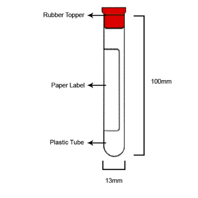 RUBBER RED TOP 10ML (PLASTIC) SERUM TUBE CLOT ACTIVATOR