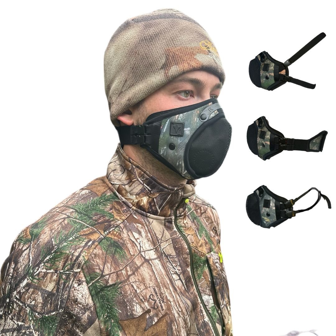RZ Mask Camo RZM3: Hunt, work, or play with ultimate comfort and patented 3-strap versatility!