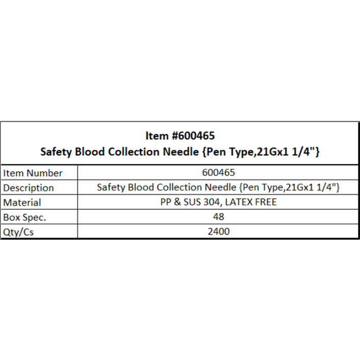 Safety Blood Collection Needle (Pen type, 21GX11/4")