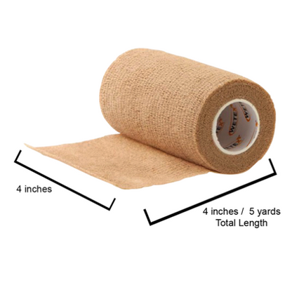 Self-Adhesive Brown Elastic Bandage (4 in x 5 yds) - Large (144pcs)