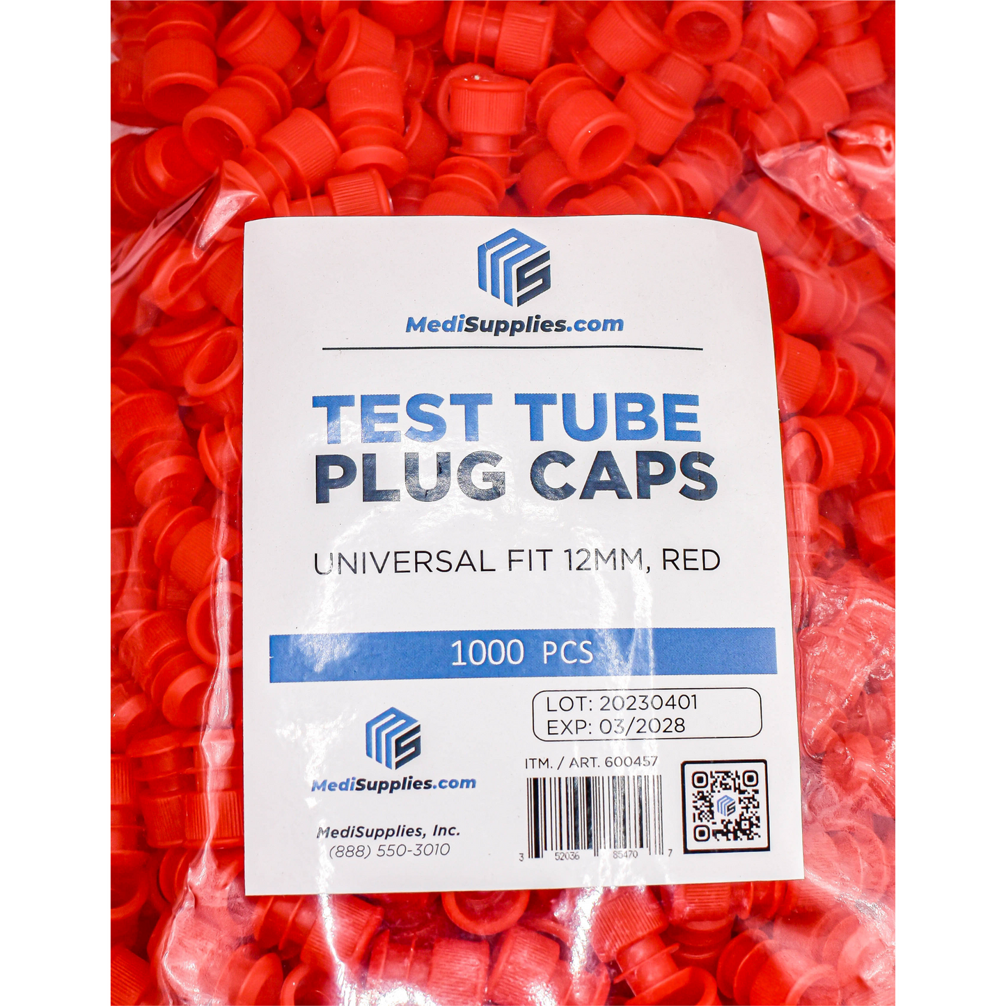 12mm Test Tube Plug Red Caps Universal Fit